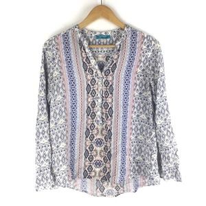 Buttons Geo Printed Popover Top Multi Color Size S